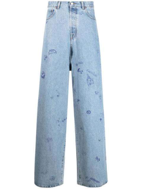 VETEMENTS illustration-print baggy jeans