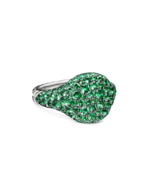 DAVID YURMAN Women's Pavé Pinky Ring in 18K White Gold - Emerald