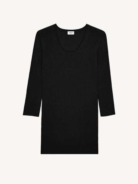 SAINT LAURENT LONG SWEATER IN RIBBED KNIT