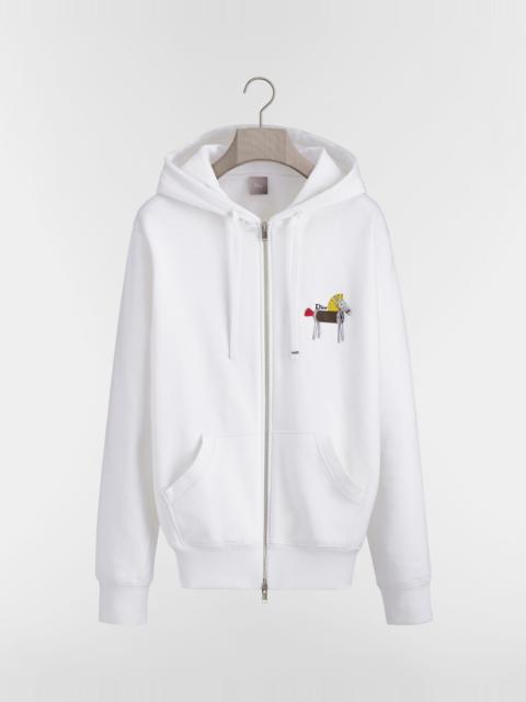 Dior Zipped Hooded Sweatshirt with Horse Embroidery and Print, Relaxed Fit