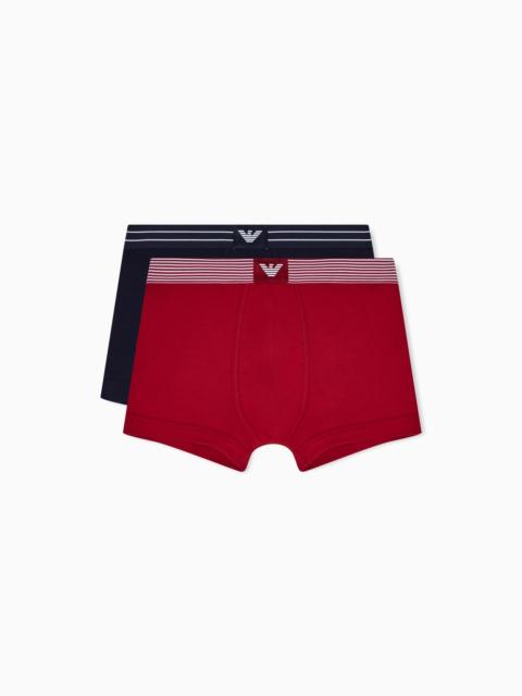 EMPORIO ARMANI TWO-PACK OF ASV LOGO LABEL ORGANIC JERSEY BOXER BRIEFS