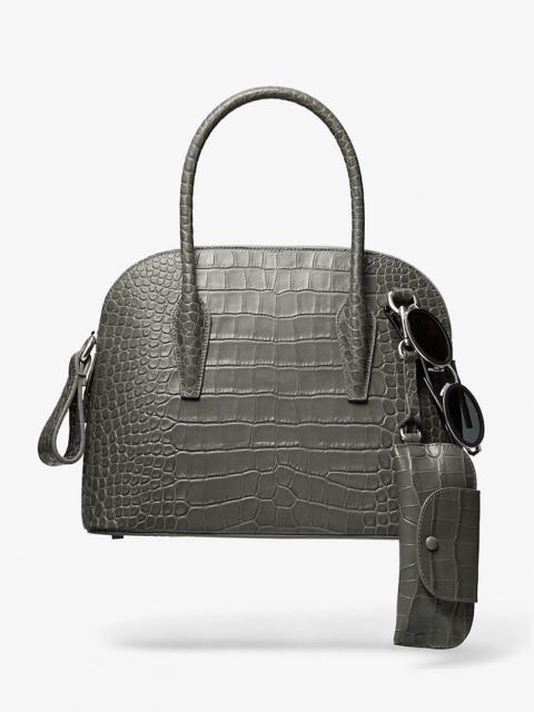 MICHAEL KORS COLLECTION Kaitlin Medium Crocodile Embossed Leather Dome Satchel