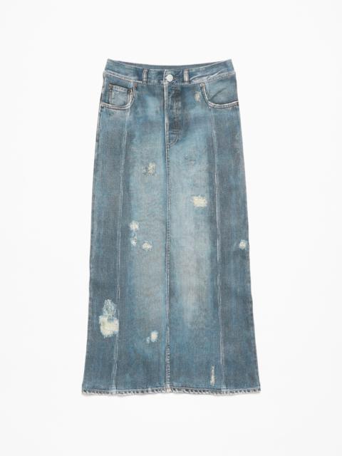 Rib cotton print skirt - Denim Blue