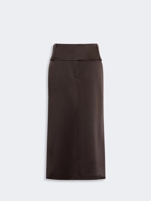 Sportmax OBLARE Straight-fit long satin skirt - CHOCOLATE