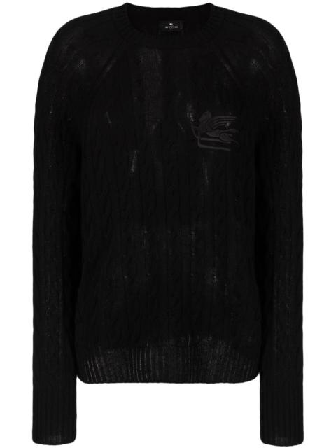 Etro logo-embroidered cable-knit jumper