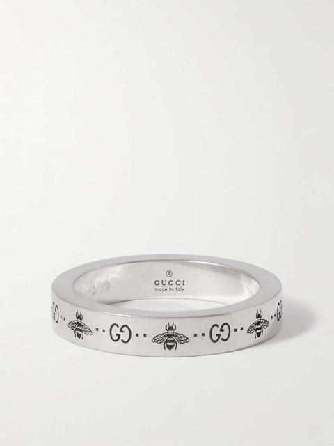 GUCCI Logo-Engraved Silver Ring