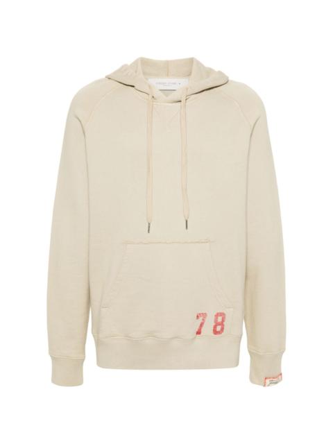 number-print cotton hoodie