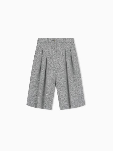 EMPORIO ARMANI TWEED BERMUDA SHORTS WITH PLEATS