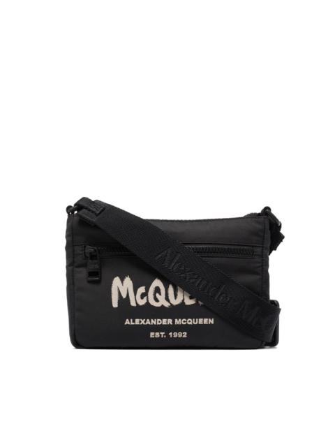Alexander McQueen brushed logo messenger bag