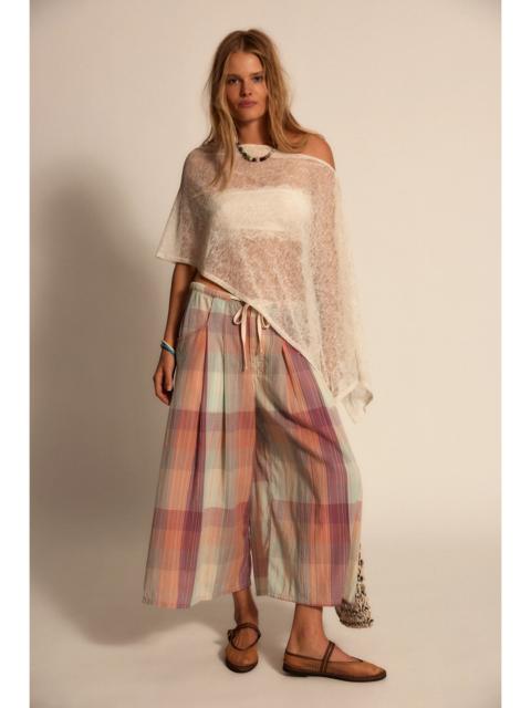 FREE PEOPLE Telluride Wide-Leg Crop Pull-On Madras Pants