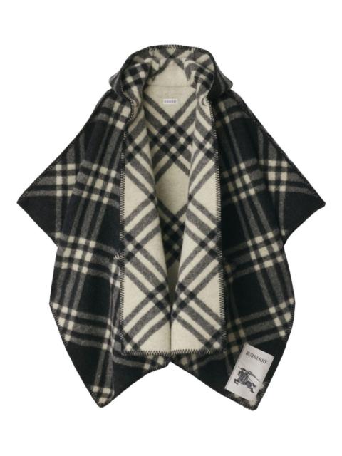 Burberry hooded check wool cape