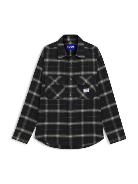 HUGO CHECKED OVERSIZED-FIT OVERSHIRT IN COTTON TWILL
