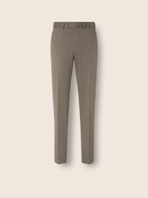 ZEGNA DARK TAUPE CENTOVENTIMILA COTTON AND WOOL PANTS