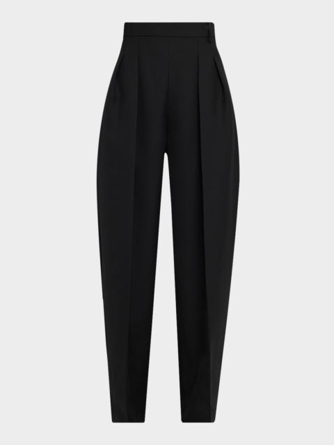 KHAITE Dugan Pleated Tapered-Leg Ankle Pants