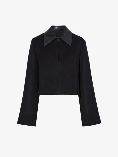 Proenza Schouler Bridget Cropped Jacket With Leather Collar in Wool