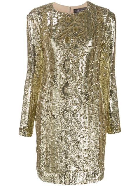 Max Mara sequin embroidered fitted dress