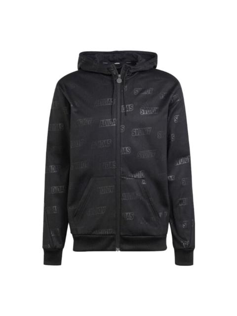 adidas Original Embossed Polar Fleece Full-Zip Hoodie 'Black' IJ6427