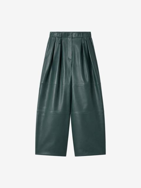 The Frankie Shop Jeva Faux Leather Double Belt Loop Trousers - Bottle Green