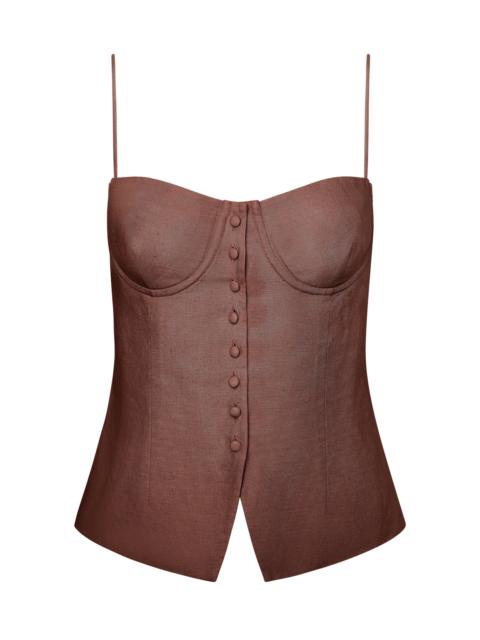 onia Air Linen Underwire Corset Top brown