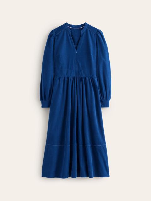 BODEN Zoe Zip Up Cord Midi Dress-Atlantic