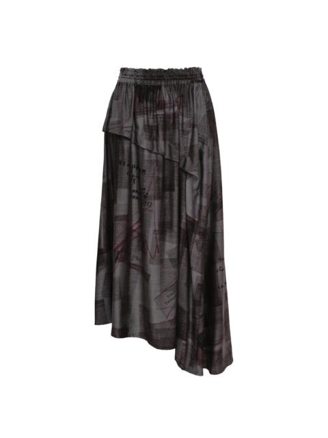 Y's Right Side Tuck Asymmetric Skirt