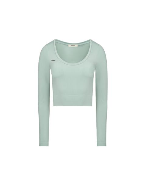 PANGAIA Women's Plant-Stretch Long Sleeve Cropped Top - Eucalyptus Blue