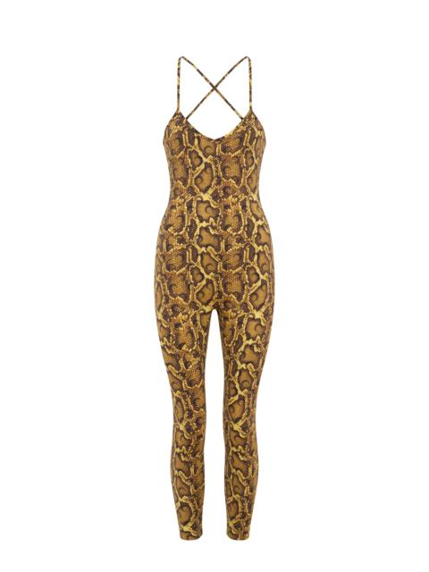 Marine Serre Python printed jersey fine straps catsuit