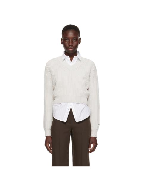RECTO Off-White V-Neck Sweater
