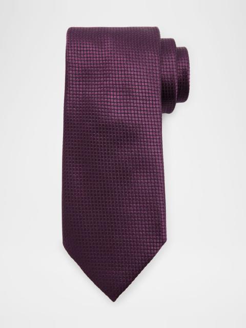 ZEGNA Men's Micro-Geometric Jacquard Silk Tie