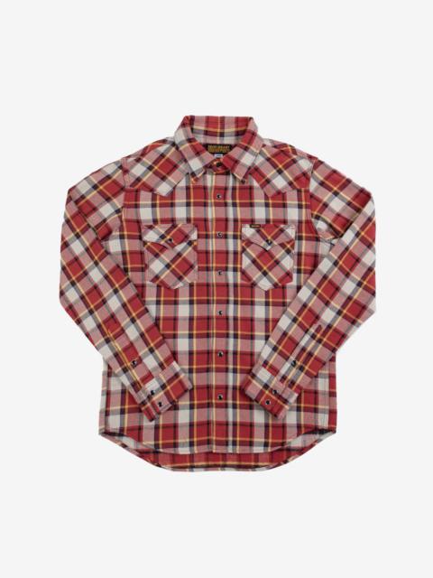 Iron Heart Ultra Heavy Flannel Classic Check Western Shirt - Red