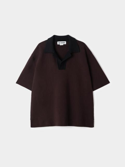 KNITTED POLO / moka brown