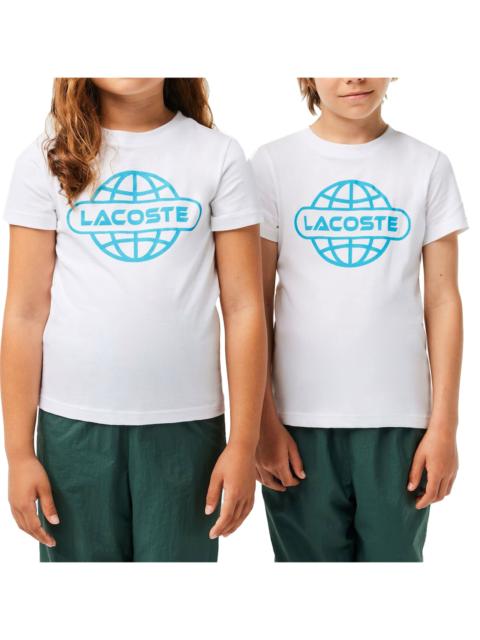 LACOSTE Cotton Jersey Planet Print T-shirt GS "White" TJ1154 001