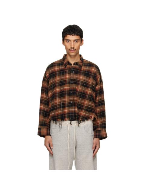 R13 Brown & Black Drop Neck Cropped Shirt