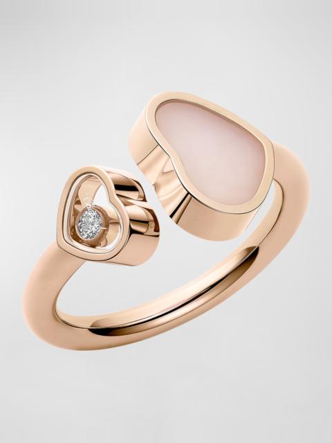 Happy Hearts 18K Rose Gold Pink Opal & Diamond Ring, EU 52 / US 6