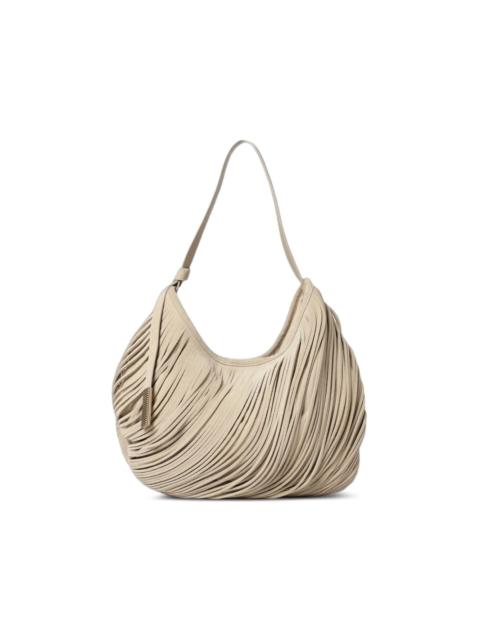 EMPORIO ARMANI oversized shoulder bag in laser-cut crust leather