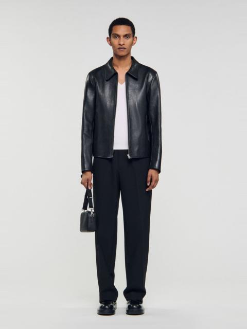 Sandro ZIP-UP LEATHER JACKET