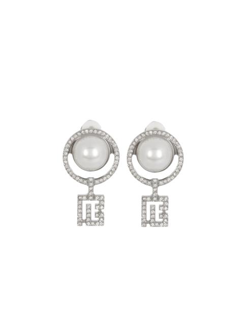 Pearl earrings with Art Deco rhinestones