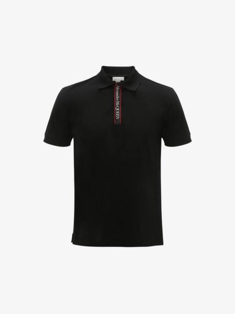 Alexander McQueen Selvedge Logo Tape Polo in Black