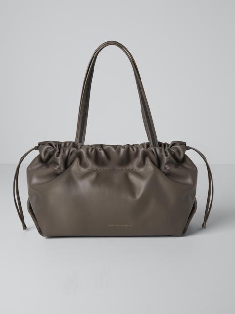 Brunello Cucinelli Matte calfskin shopper bag with shiny handles