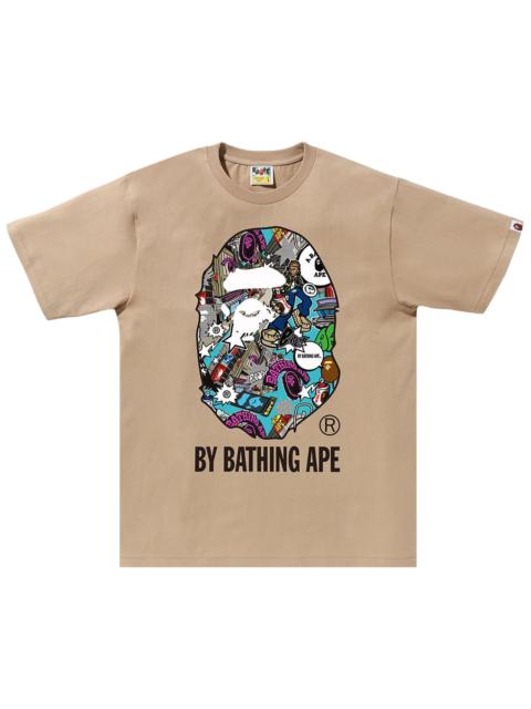 A BATHING APE® BAPE Comic Art Ape Head Tee 'Beige'