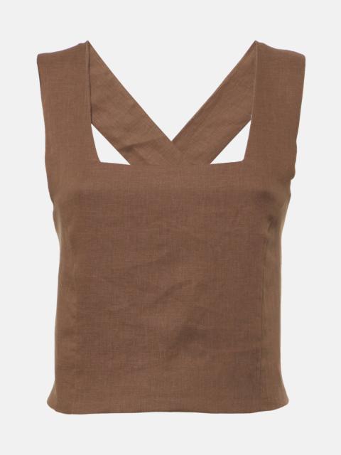 ASCENO Cozumel linen cropped top