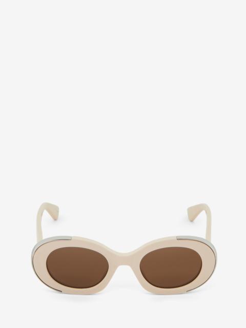 Alexander McQueen Women's The Grip Oval Sunglasses in Ivory/brown