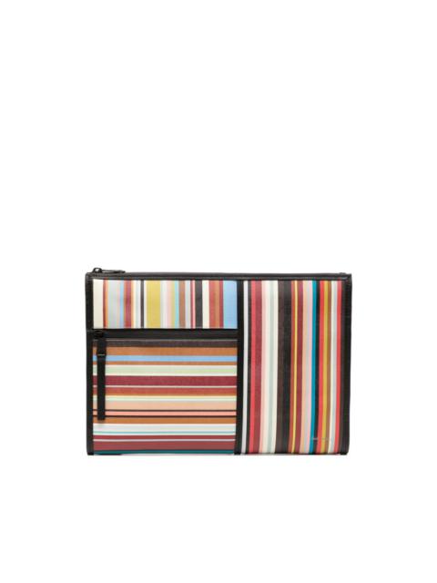 striped leather clutch bag