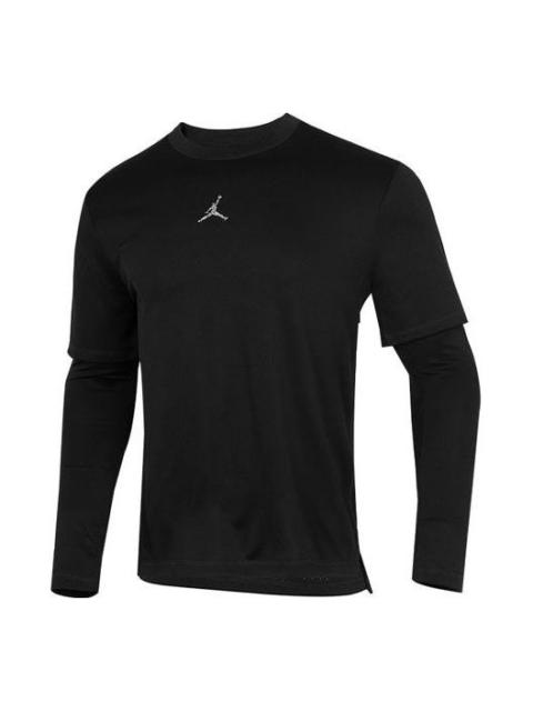 Jordan Men's Air Jordan Casual Sports Round Neck Colorblock Long Sleeves Black T-Shirt DH9084-010