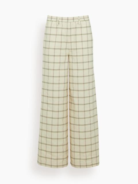 forte_forte Organic Tartan Elasticated Loose Pants in Lattementa
