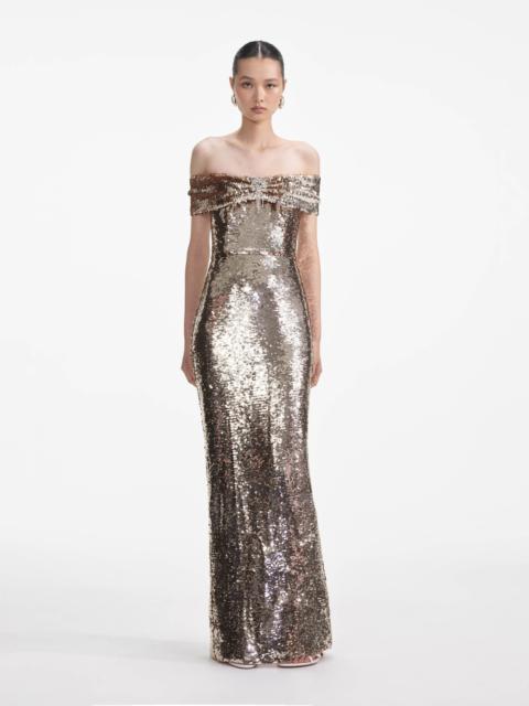 Gold Sequin Maxi Dress