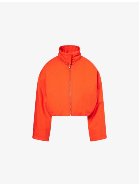 Alaïa Layered High-Neck Cotton-Garbadine Bomber Jacket