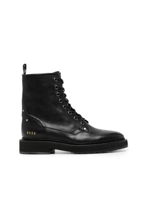 lace-up leather combat boots