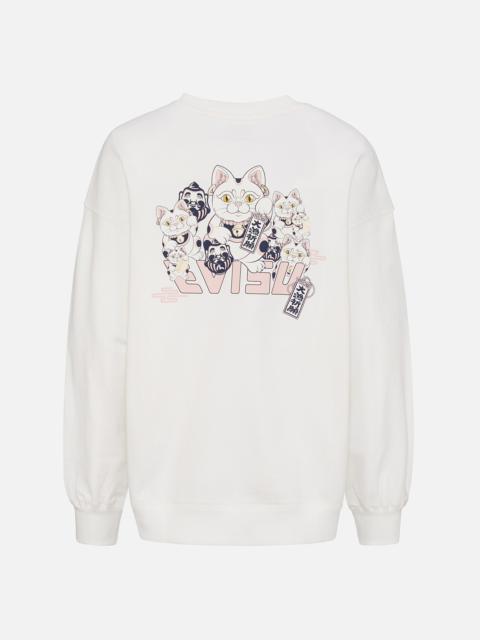 EVISU FORTUNE CAT PRINT OVERSIZED SWEATSHIRT