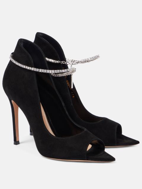 Gianvito Rossi Crystal-embellished suede sandals